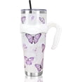 thumbnail image 1 of Butterfly Cup, Butterfly Gifts for Women Girls Birthday, Purple Butterfly Water Bottle Drinking Glasses Travel Mug, Butterfly Accessories Stuff Gift, 40 Oz Butterfly Tumbler with Handle and Straw, 1 of 6
