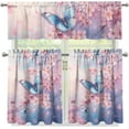 thumbnail image 1 of Butterfly Curtain and Valances Set for Kitchen Windows Valances Farmhouse Style Home Decor Cherry Blossom Window Treatments Valance Short Curtains Sheer Valance 36", 1 of 5