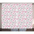 thumbnail image 1 of Ambesonne Butterfly Curtains 2 Panel Set, Abstract Nature Depiction, 108" x 96", Grey Pink White, 1 of 3