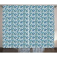thumbnail image 1 of Butterfly Curtains 2 Panels Set, Watercolor Spring Bugs Swallowtail Dotted Leaves Illustration, Window Drapes for Living Room Bedroom, 108W X 84L Inches, Pale Blue Dark Blue and Black, by Ambesonne, 1 of 3