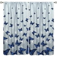 thumbnail image 1 of Butterfly Curtains,Blue Butterfly White Dandelion Romantic Girls Women Soundproof Insulated Rod Pocket Window Blckout Curtains for Bedroom Living Room 27.5x63in,2 Panel Set, 1 of 6