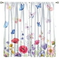 thumbnail image 1 of Butterfly Curtains Spring Flowers Pink Trees Butterfly Print Living Room Curtains for Boys Girls Teenagers Bedroom Blackout Curtains 52x84 Inches, 1 of 6
