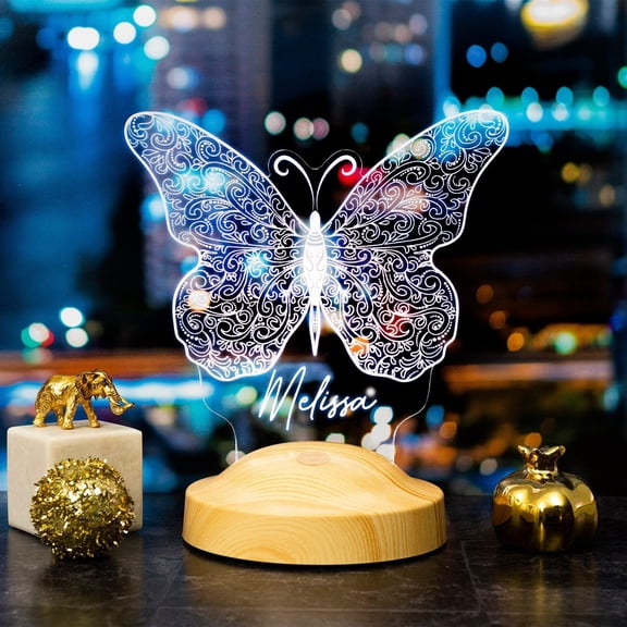 Butterfly Custom Night Light, Personalised Night Light with Name