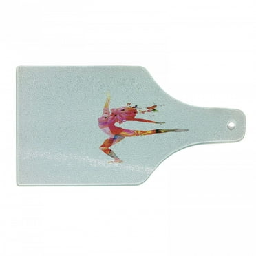 Butterfly Cutting Board, Woman Silhouette Dancing Butterflies Inspiration Positive Energy, Decorative Tempered Glass Cutting and Serving Board, Wine Bottle Shape, Multicolor, by Ambesonne