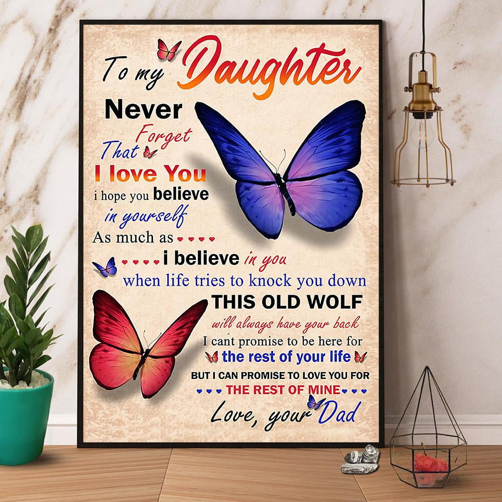 To My Daughter Canvas Wall Art - Sunflowers Framed Painting With Loving Message From Parents