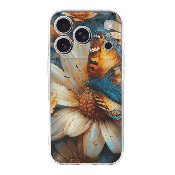 Butterfly Daisy Flower Cool Art Phone Case Compatible with iPhone 17 Pro TPU Transparent Shockproof Cover