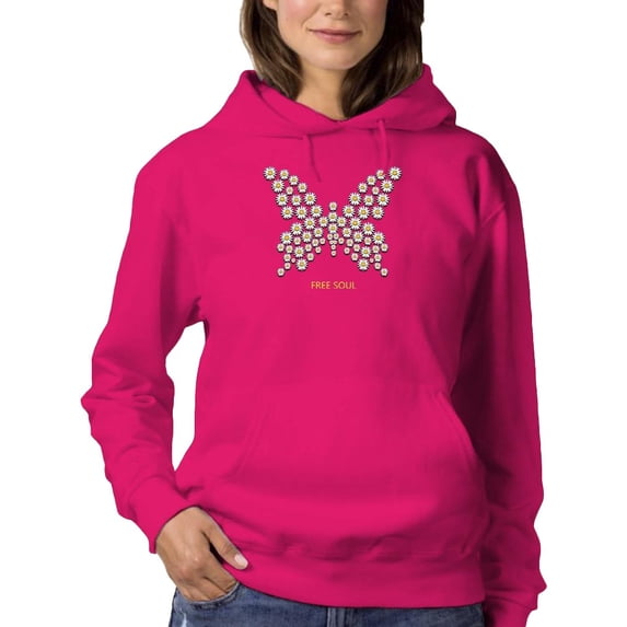 Butterfly Daisy Free Soul Hoodie Women -Image by Shutterstock, Female Medium