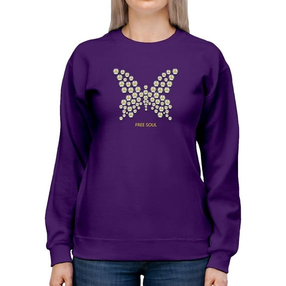 Butterfly Daisy Free Soul Sweatshirt Women -Image by Shutterstock, Female 4X-Large