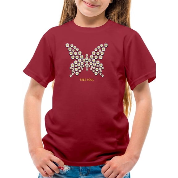 Butterfly Daisy Free Soul T-Shirt Juniors -Image by Shutterstock, Small