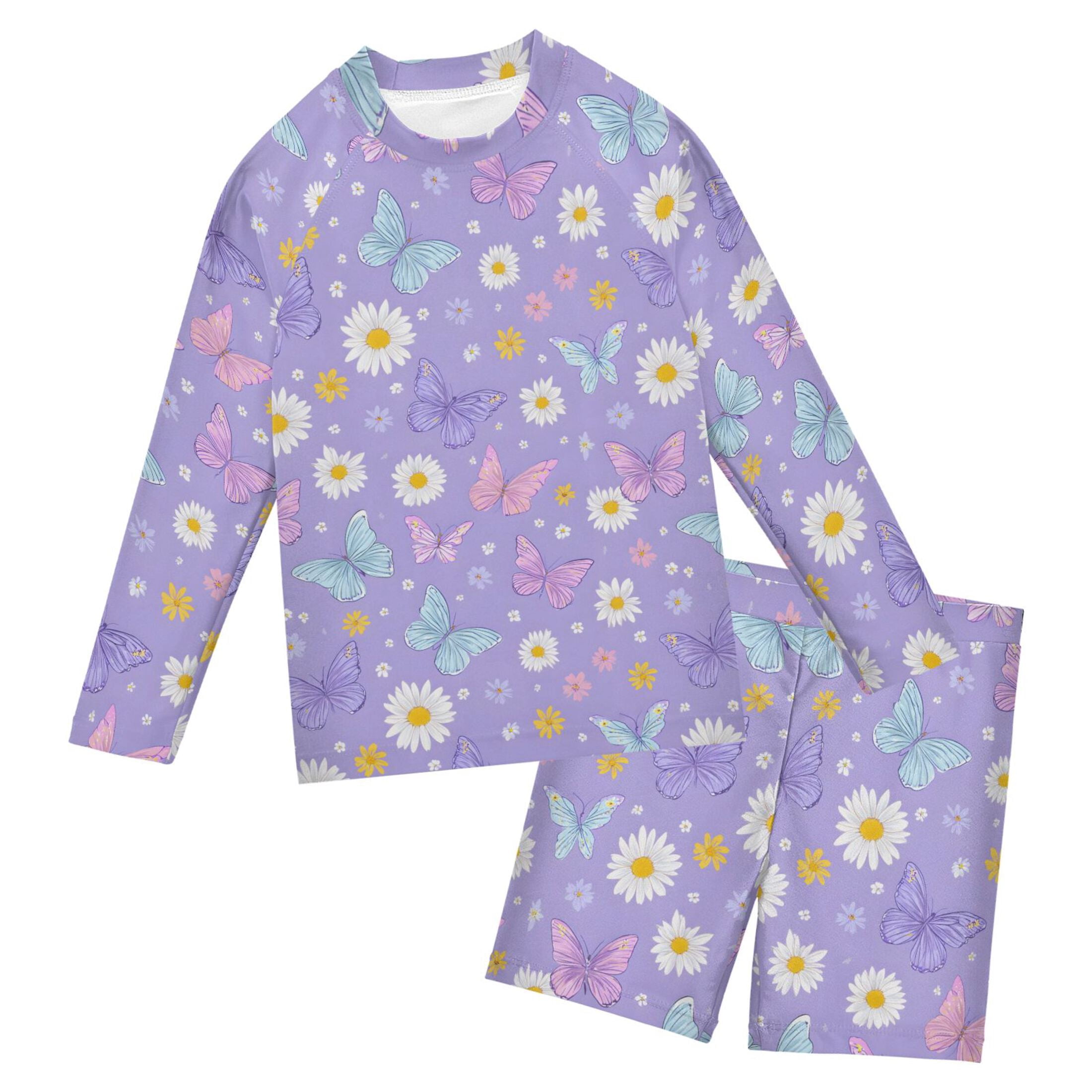 Butterfly Daisy Pattern Boys' Bathing Suit UPF 50+ Boys' Rash Guard ...