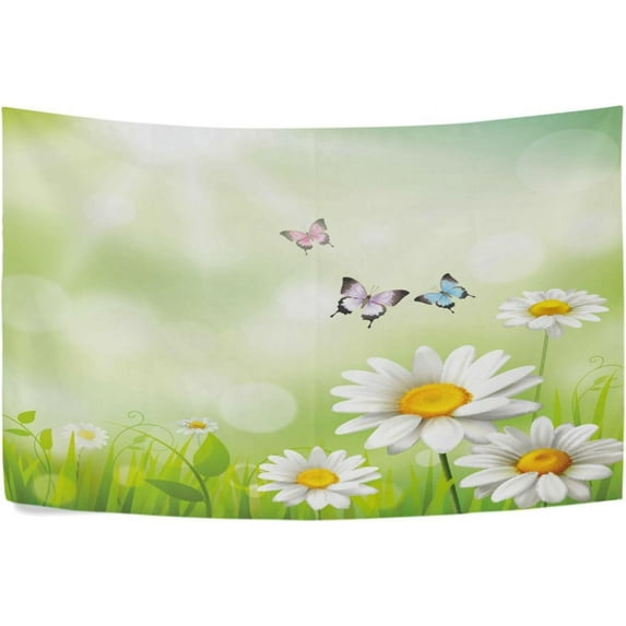 Butterfly Daisy Tapestry Wall Hanging Tapestries Happy Colorful Hippie Psychedelic Art Polyester Carpet Wall Decorative for Living Room Bedroom 60x40inch Home Decor Gifts