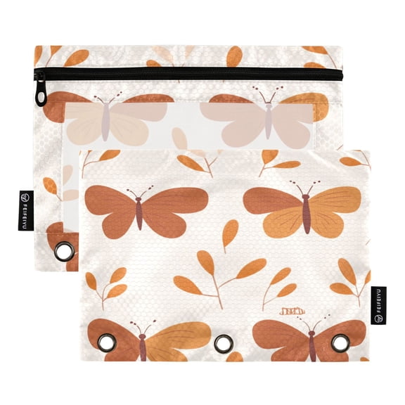 Butterfly Dance Pattern 9.8x7.1in Water Resistant Binder Pouch, 3-Ring Compatible, Transparent Front