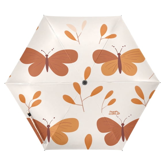 Butterfly Dance Pattern Folding Umbrella UV50+ Waterproof Sun Protection Auto Open Close Compact Fiberglass Frame