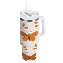 Butterfly Dance Pattern Insulated Tumblers 40oz Double-Walled Stainless Steel Water Bottles Car Handle