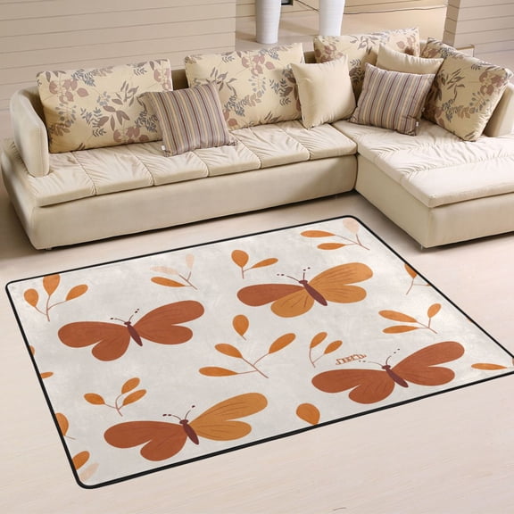 Butterfly Dance Pattern Soft Polyester Area Rug 36''x24'', Non Slip, Memory Foam, Water Absorbent