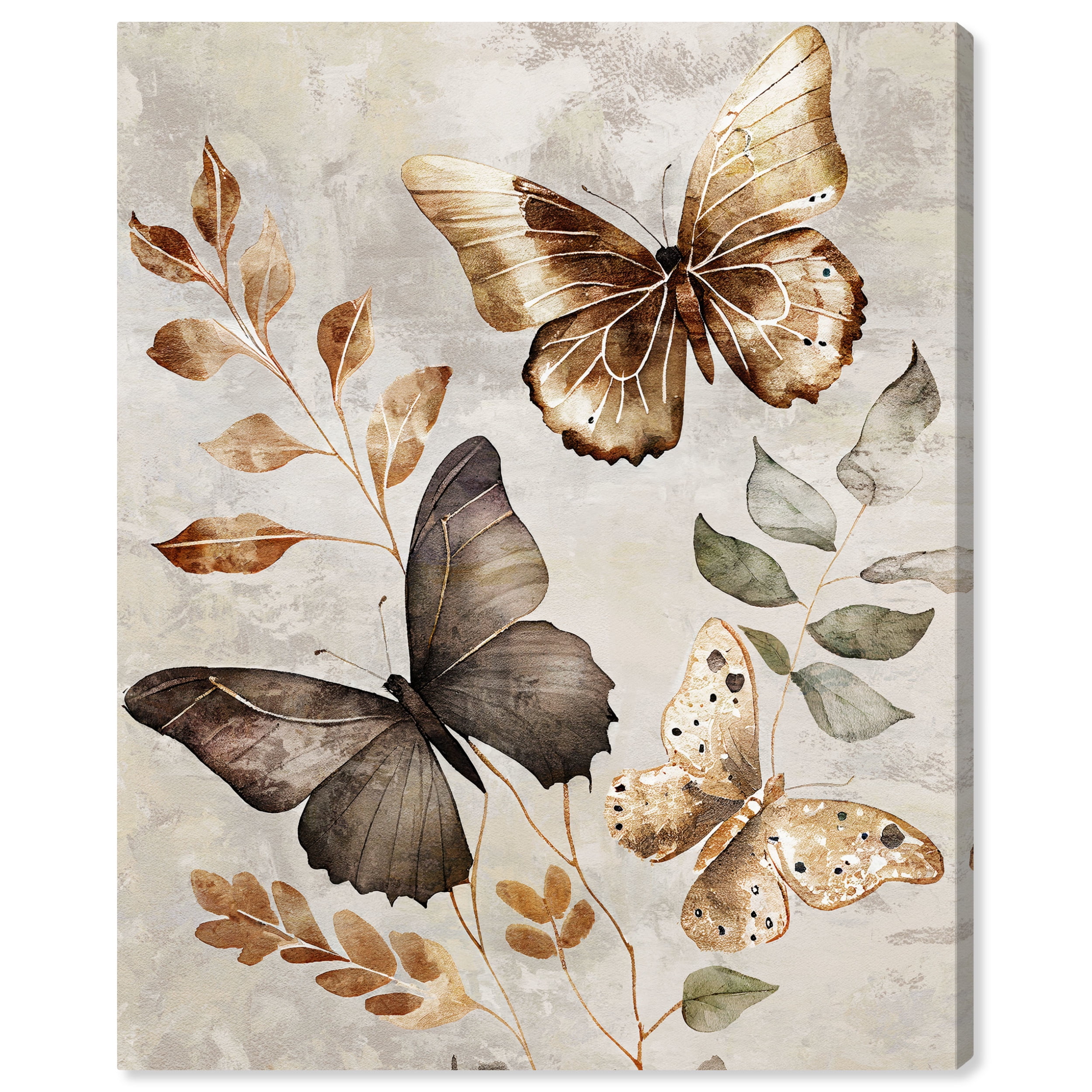 Elegant Butterfly Dance Canvas Wall Art in Black Frame, 45" x 36"