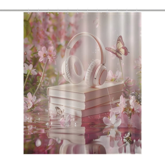Butterfly Dancing Shower Curtain Modern Home Bathroom Bathtub Decor Waterproof Fabric with 12PCS Hooks