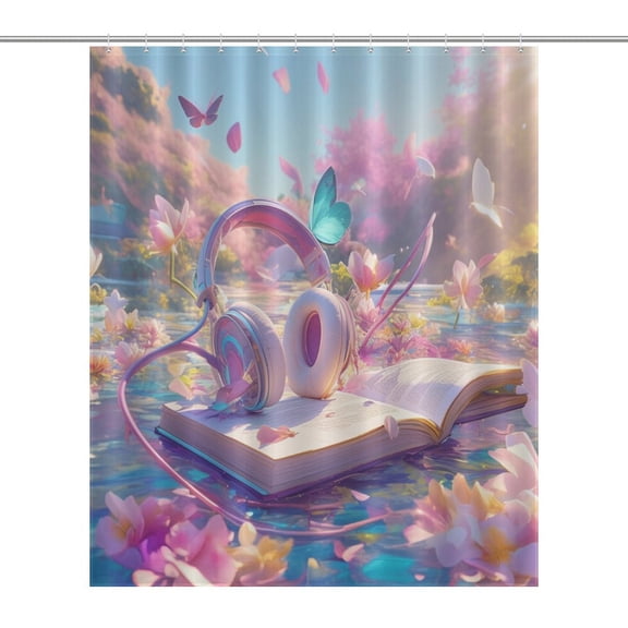 Butterfly Dancing Shower Curtain Modern Home Bathroom Bathtub Decor Waterproof Fabric with 12PCS Hooks