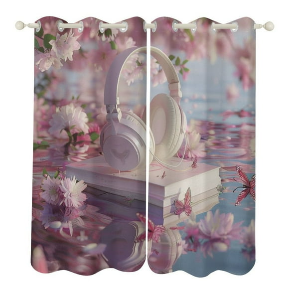 Butterfly Dancing Window Curtains for Bedroom Colorful Printed Window Drapes Blackout Thermal Insulated Grommet Window Treatment 2 Panels Set