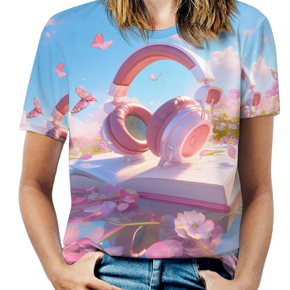 Butterfly Dancing Women's T-Shirt Short Sleeve T Shirts Tops Tee Ladies Loose T