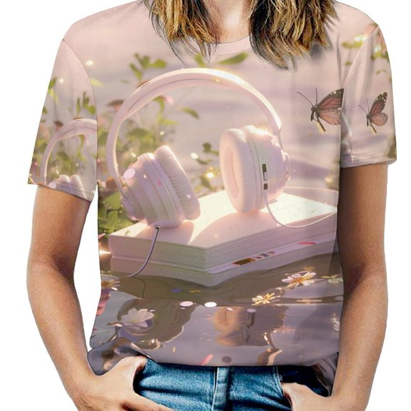 Butterfly Dancing Women's T-Shirt Short Sleeve T Shirts Tops Tee Ladies Loose T
