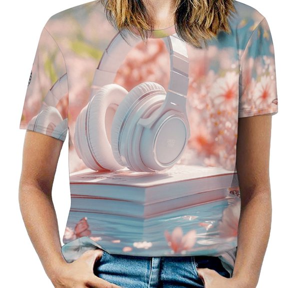 Butterfly Dancing Womens Tops Women's Fashion Casual Short Sleeve Flower Print Round Neck Pullover Top Blouse