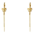 thumbnail image 1 of Butterfly Dangle Earrings Solid 14k Yellow Gold Hanging Chains Diamond Cut Stylish Fashion 65 mm, 1 of 1