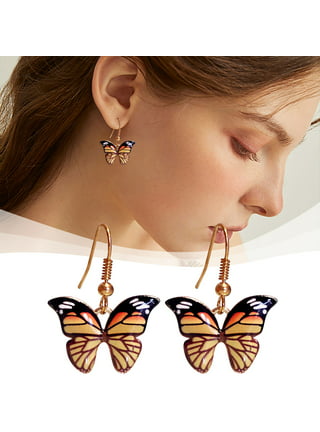 Plastic Earrings,KMEOSCH Drop Dangle Butterfly Earrings on Plastic Hooks  for Sensitive Ears