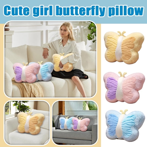 Butterfly Decor, Butterfly Stuffed Animal, Butterfly Pillow, Soft Velvety Plush Pillow, 10X8 Inch Stuffed Butterfly Plushie Made of Fluffy Plush Fabric, Perfect As A Cozy Cuddly