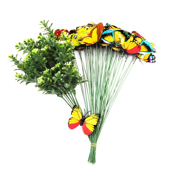 Butterfly Decorations, 50 Pcs Butterfly Stakes PVC Waterproof Decorative Colorfuli Garden Stakes for Indoor/Outdoor Lawn Garden Yard Decor