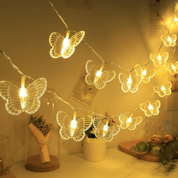 Butterfly Decorations String Lights 9.8Ft 20 LED Butterfly Christmas Fairy Lights Battery Operated for Bedroom Patio Porch Party Indoor Outdoor