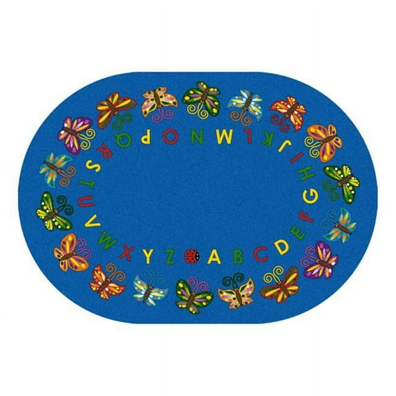 Butterfly Delight 7 ft.8 in. x 10 ft.9 in. Oval WearOn Nylon Machine Tufted- Cut Pile Educational Rug