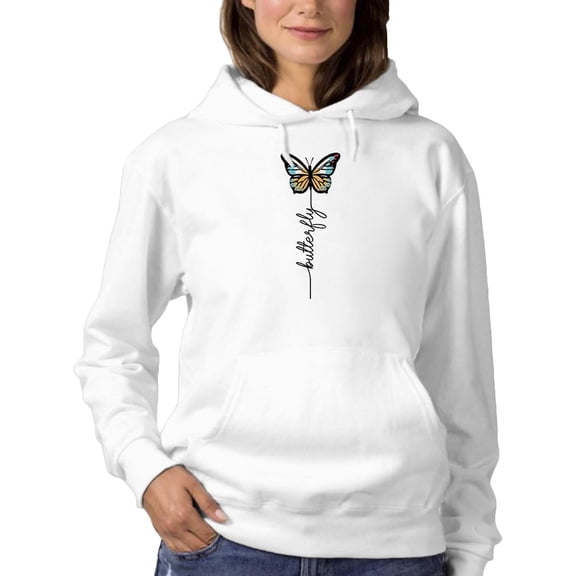 Butterfly Design Hoodie Women -Image by Shutterstock, Female Small