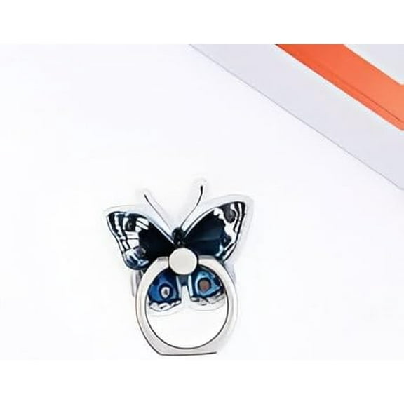 Butterfly Design Phone Ring Holder – 360° Rotating Finger Grip Kickstand for Smartphones & Tablets, Adjustable Mobile Ring Stand (Blue)