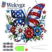5D Diamond Art Hanging Kit, Acrylic Butterfly Suncatcher for Window Decor, DIY Gem Painting Kit for Home Bedroom, Adults Crafts, Flower Pattern