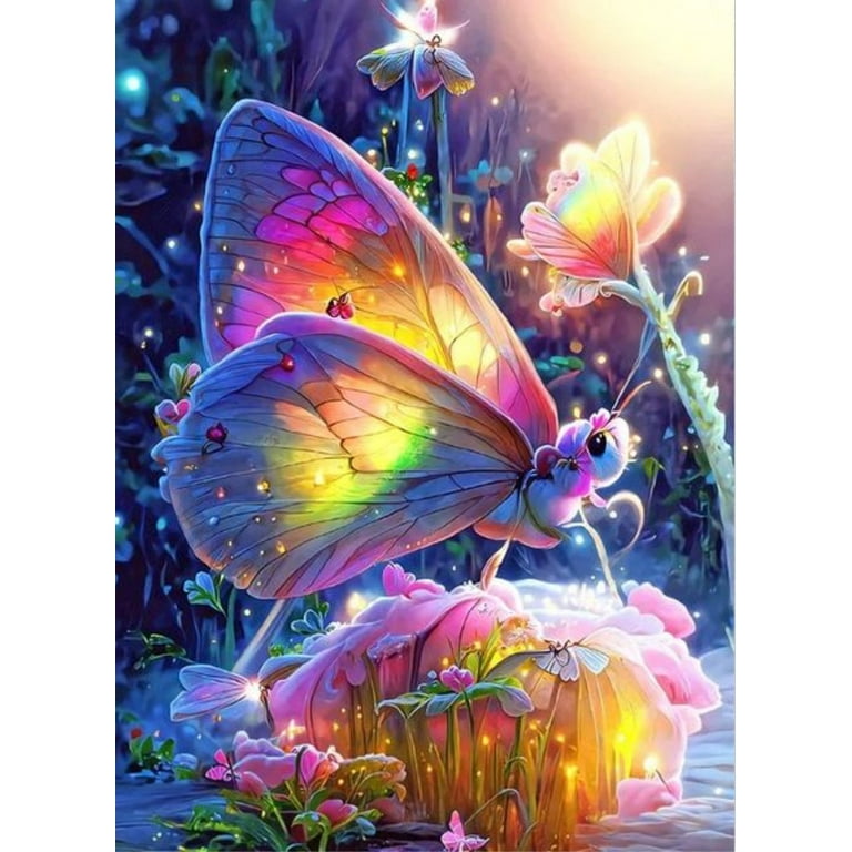 Butterfly Rose Diamond Painting Kits for Adults-Diy Flowers Diamond Art  12X16