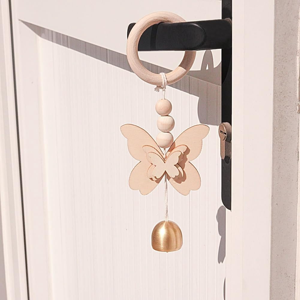 Butterfly Door Opening Bell Wooden Ring Shop Keepers Bell for Door Opening Door Chime Hanging Bell for Door Entrance Door Decoration Bell Good Luck Hanging Bell for Home Restraurant