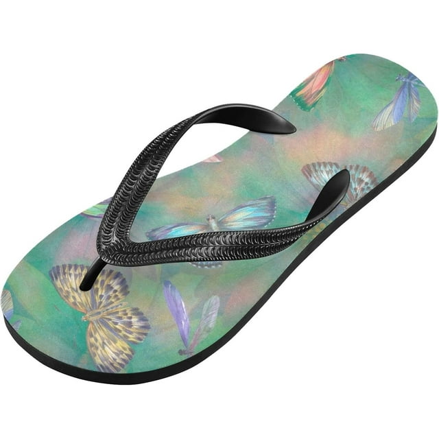 Butterfly Dragonfly Flip Flop Casual Non-slip Thong Sandals for Women ...