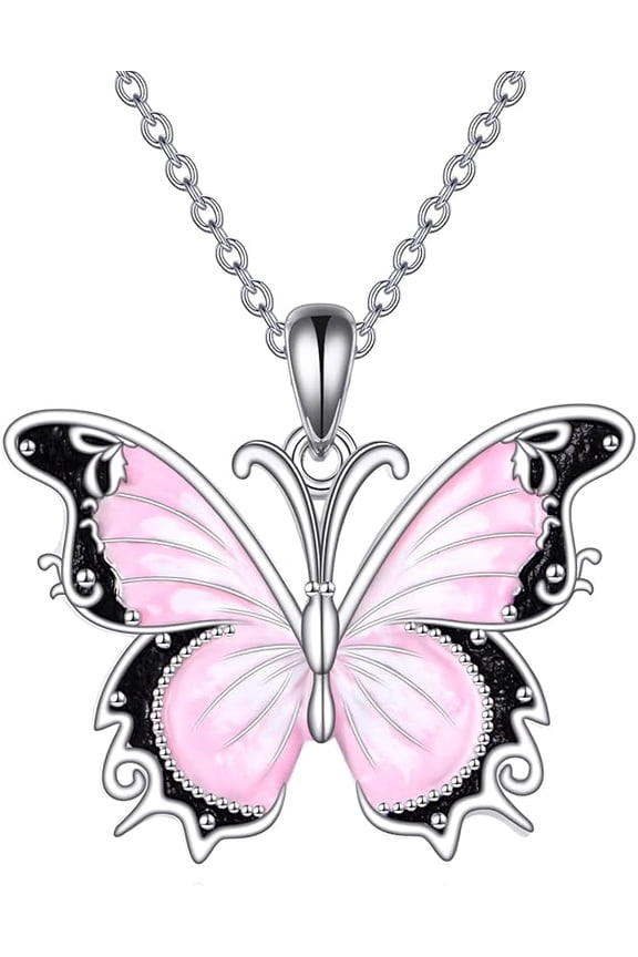 Butterfly/Dragonfly Necklace for Women 925 Sterling Silver Animals Pendant Necklace Opal Moss Agate Jewelry Gift