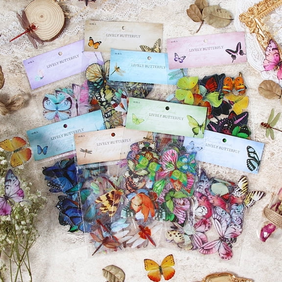 Butterfly, Dragonfly Stickers Set, PET Transparent Waterproof Decals for Scrapbooking, DIY Crafts, Journals, and Personalizing Items, 320 Pcs