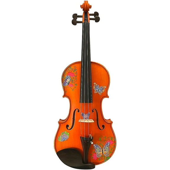Butterfly Dream Bejeweled Violin Outfit w Brazilwood Bow Case Crystal Fine Tuners Rosin Strings Set Up
