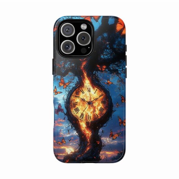 Butterfly Dream Tree Clock Artwork Phone Case Surreal Fantasy Scene with iPhone 17 to 11 Pro Max