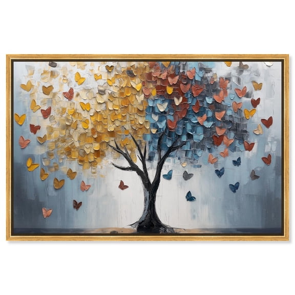 Butterfly Dream Tree I Canvas Colorful Tree Art by Art Remedy, Gold Frame, 54" x 36"