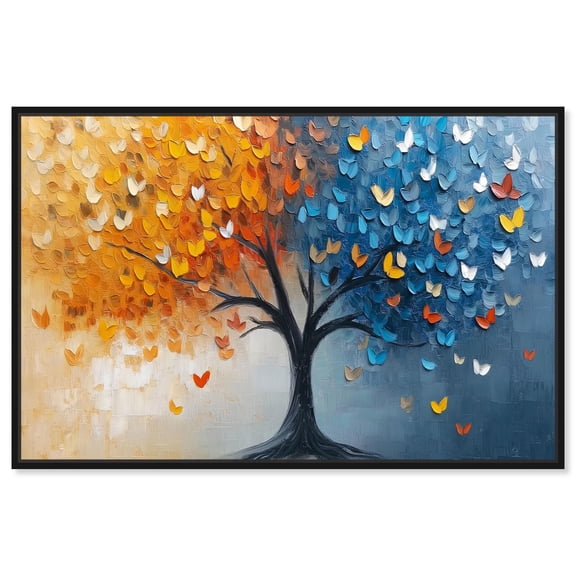 Butterfly Dream Tree II Canvas Colorful Tree Art by Art Remedy, Black Frame, 45" x 30"