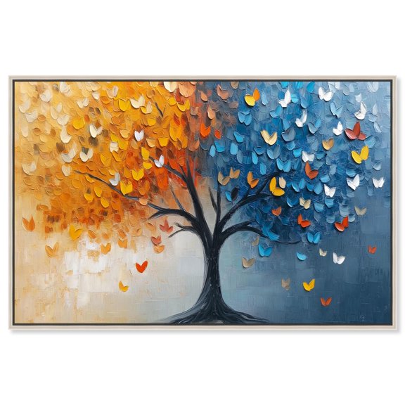 Butterfly Dream Tree II Canvas Colorful Tree Art by Art Remedy, Silver Frame, 54" x 36"