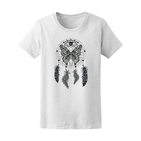 Butterfly Dreamcatcher Boho Women T-Shirt - Image by Shutterstock, Female Medium