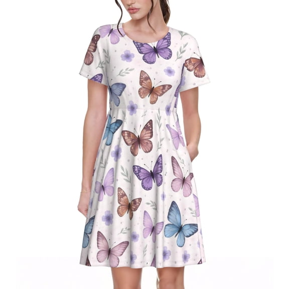 Butterfly Dresses Short Sleeve Nightdresses for Women