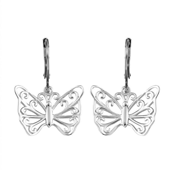 Shop LC Butterfly Drop Dangle Earrings - Platinum Plated 925 Sterling Silver - Filigree Openwork Dangling Leverback Earrings Costume Jewelry for Women Valentines Day Gifts for Women