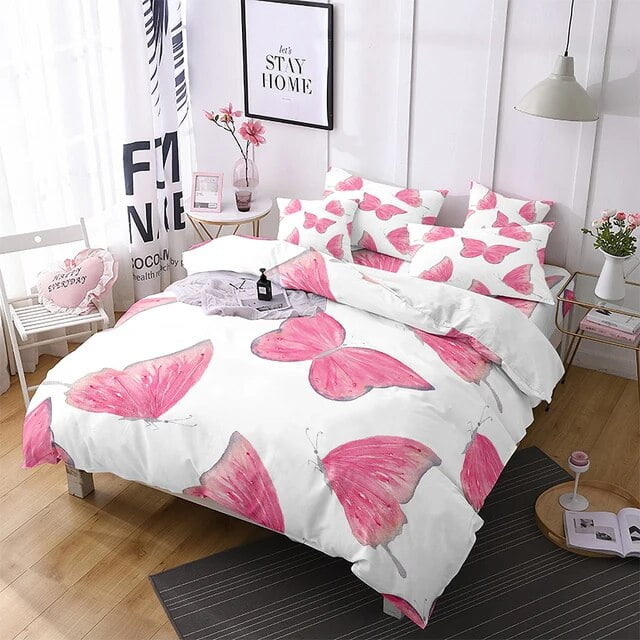 Butterfly Duvet Cover King Queen Blue Watercolor Butterflies Bedding