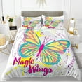 thumbnail image 1 of Butterfly Duvet Cover King Size Reversible Pink Butterflies Flowers Soft Microfiber Bedding Set, 1 of 3